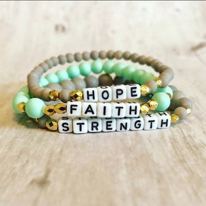 Makenzie Strong Inspirational Bracelet Sets// Strength Faith Hope Affirmation Bracelet Sets// Inspirational Word Bracelet Sets image 5