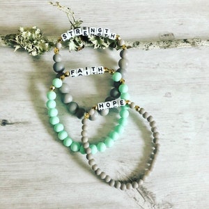 Makenzie Strong Inspirational Bracelet Sets// Strength Faith Hope Affirmation Bracelet Sets// Inspirational Word Bracelet Sets image 3