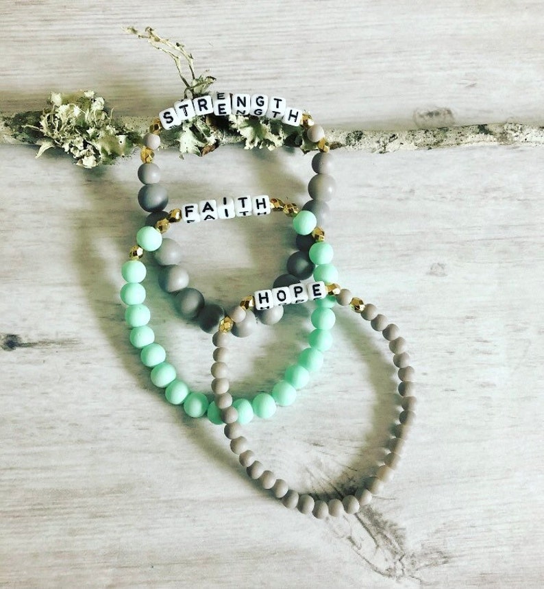 Makenzie Strong Inspirational Bracelet Sets// Strength Faith Hope Affirmation Bracelet Sets// Inspirational Word Bracelet Sets image 3