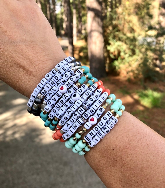 Word Mantra Bracelet Sets// Peace Amor Compassion Bracelet Sets