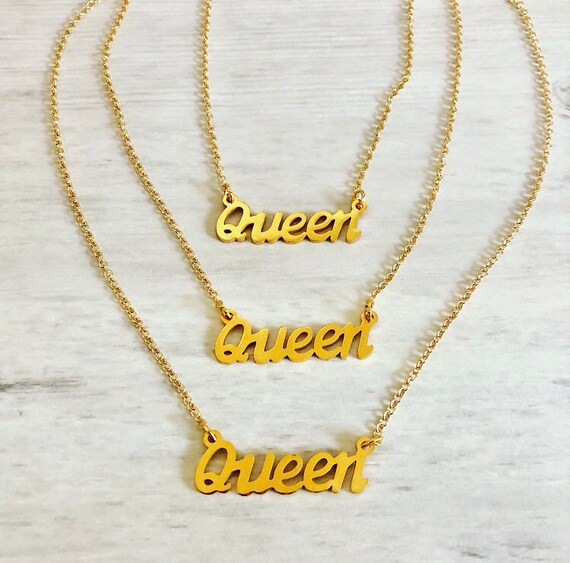 Queen Pendant Necklace// Gold Stainless Steel Queen Pendant// Etsy