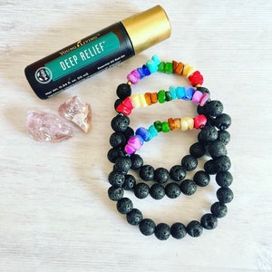Chakra Bracelets//Lava Oil Diffuser Bracelets// Chakras Crystal bracelets// Rainbow Bracelets// Unisex Bracelets// Yoga Meditations