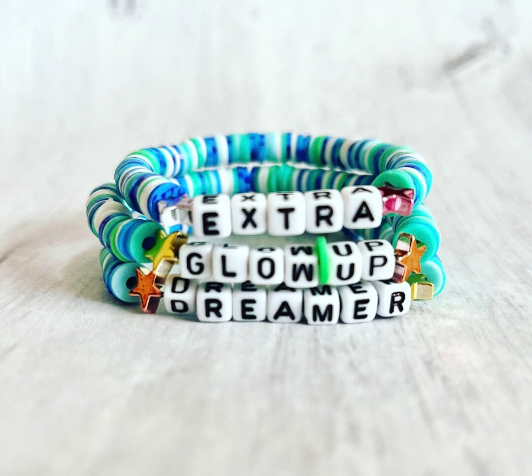 Personalized Word Kids Teen Bracelets// Polymer Clay Heishi Bracelets