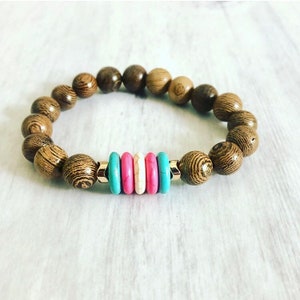 Transgender Bracelet// Pride Rainbow Bracelet// Unisex Bracelet// Wood bead bracelet// Equality Bracelet// LGBTQ Jewelry
