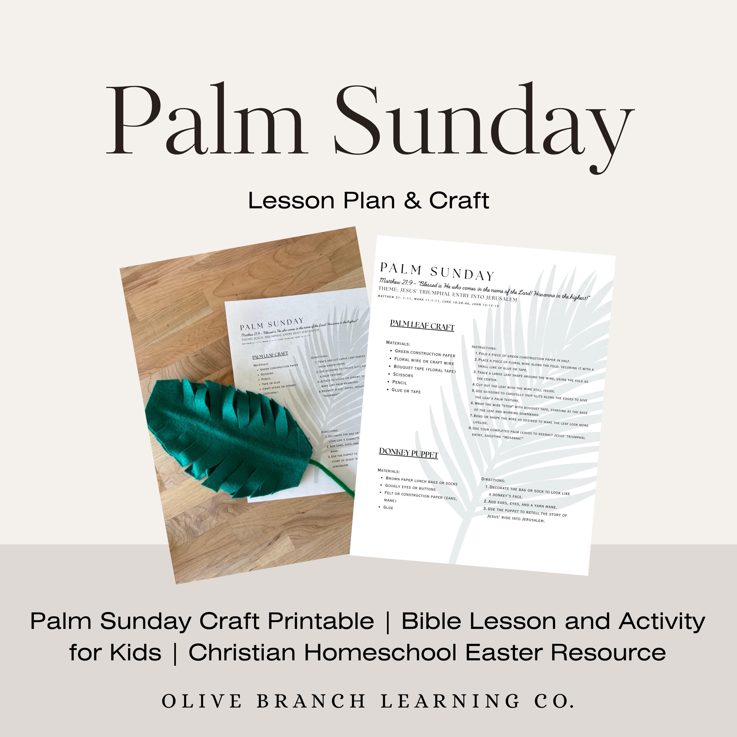 Palm Sunday Craft Printable | Bible Lesson and Activity for Kids ...