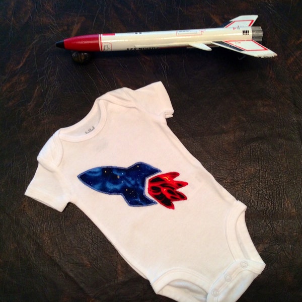 Rocket Ship appliqúed bodysuit