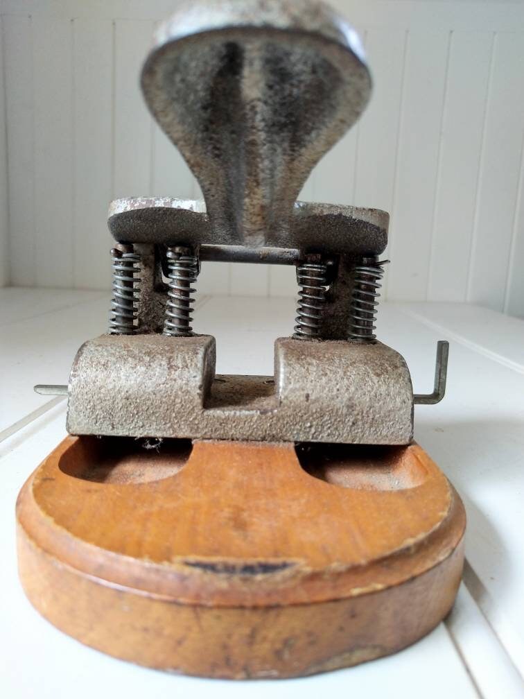 Vintage hole puncher antique wood and steel 4 holes puncher Etsy