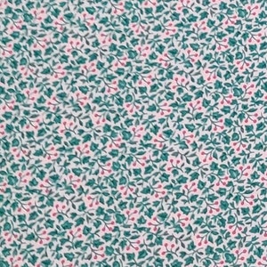 Fabric Traditions 1991 - White Fabric / Blue/Green Leaves and Pink Berry Print