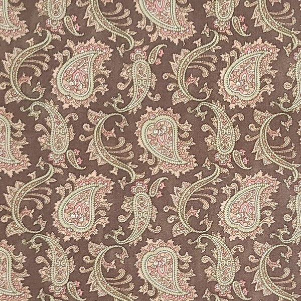 EOB - Maderia by Blackbird Designs for Moda - Brown Fabric / Peach, Pale Green, Tan Paisley Print