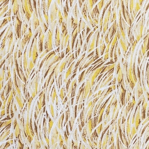 Classic Cottons 2003 - Dark Yellow Fabric with White / Brown / Tan Grass Print