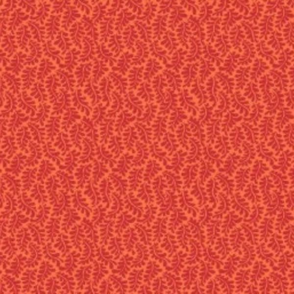 Belle Epoque by Maywood Studio - Micro Leaves - Orange - Red Orange Fabric / Orange Leaf Print