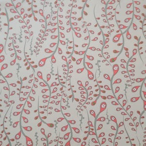 Filigree Collection FG-6533 for Art Gallery Fabrics - Cream Fabric / Dark Salmon, Sage Green Flower Vine Print
