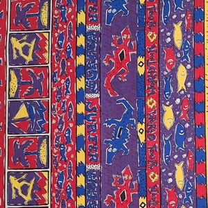 1994 Stutz-Horowitz Co Inc Patt WORLD TOUR - Red, Purple, Blue and Yellow Vertical Stripe (Parallel to Selvage) Fabric