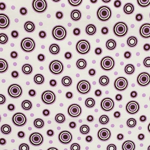 JoAnn Fabric and Craft Stores-White Fabric/Dark Brown & Lavender Circle Print/Lavender Background Dots