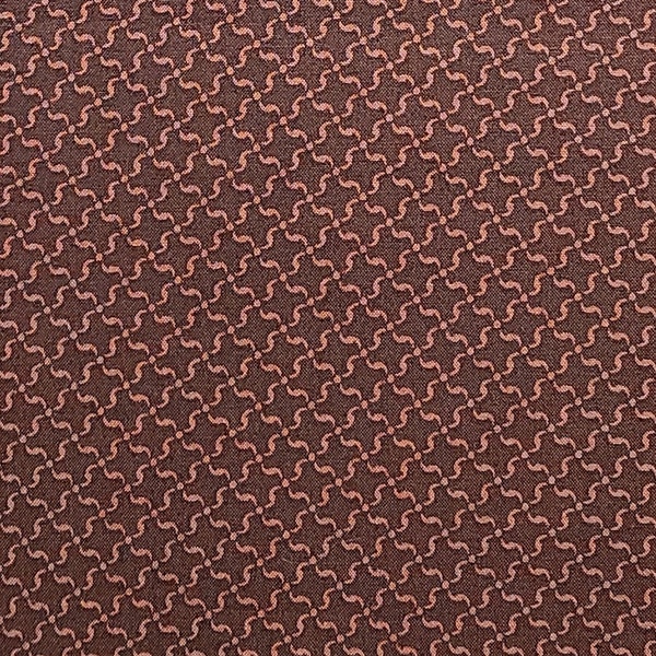 3's Company by Thimbleberries 2009 RJR Fabrics - Dark Brown Fabric / Dusty Pink Ribbon Pattern