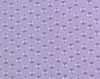 Lavender Fabric / White, Purple and Teal Ditsy Flower Print - Selvage to Selvage Print