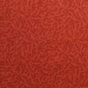 Red Fabric / Black Leaf and Berry Print