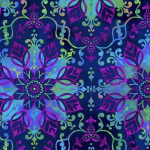 Aflutter by Elizabeth Isles Studio E Fabrics Patt #3914-77 - Indigo Floral Medallion Fabric