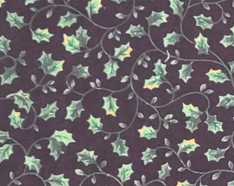 VIP Cranston Print Works - Black Fabric / Green Holly Vine Print