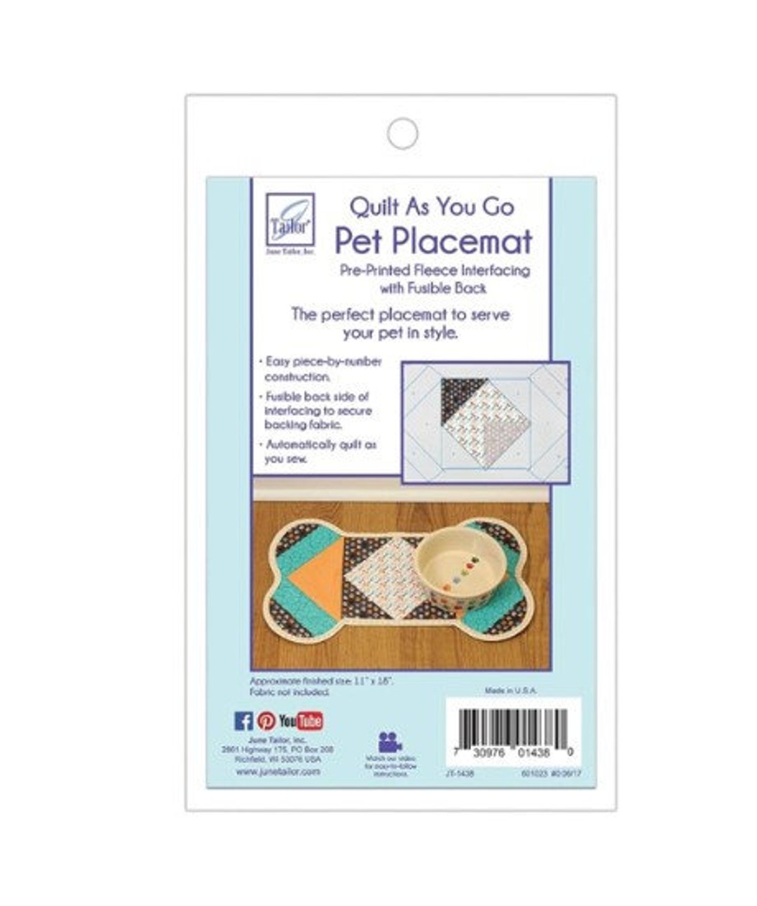 June Tailor Quilt as You Go Pet Placemat - Bone - Pre-printed Batting ...