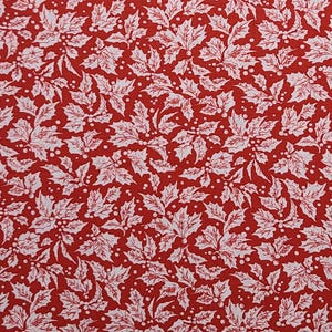 Textile Art & Film - Red Fabric | White Holly and Berry Print