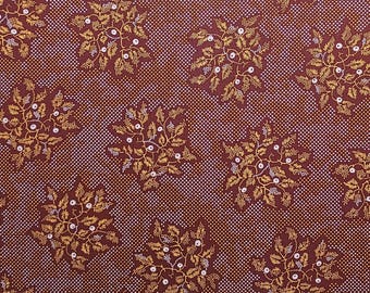 Virginia Quilt Museum for Quilting Treasures - Rust Fabric / Reproduction Style Gold and White Pin Dot / Flower Bouquet Print