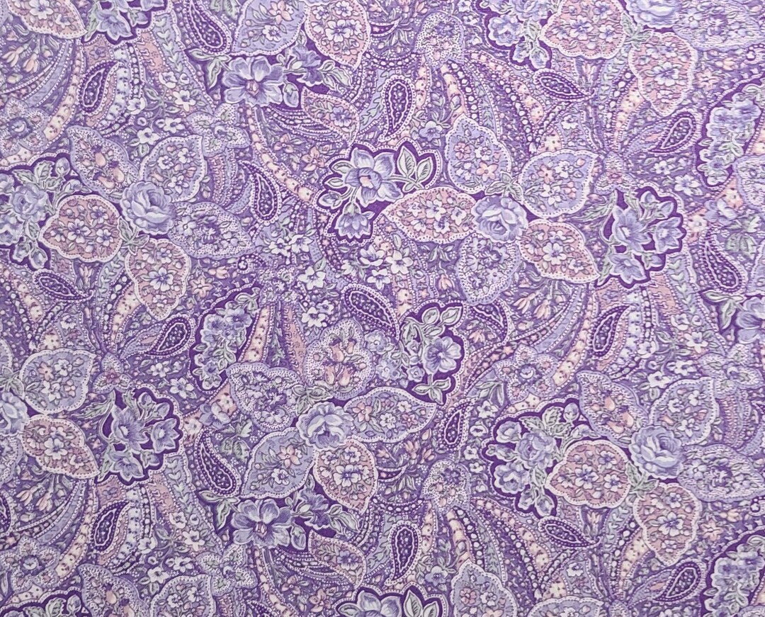 Peter Pan Fabrics Inc Purple, Lavender, Pink, Mint Green Paisley Flower