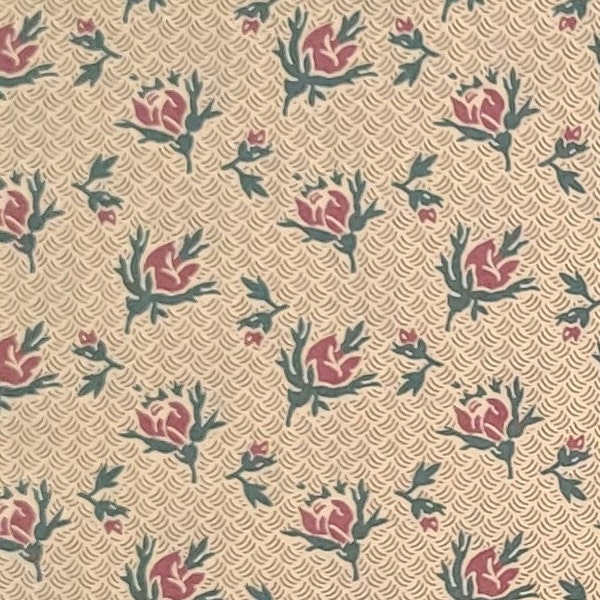 High Country by Thimbleberries for RJR Fashion Fabrics - Pale Yellow with Dark Gold Accent Fabric / Mauve Flower Print / Hunter Green Leaves