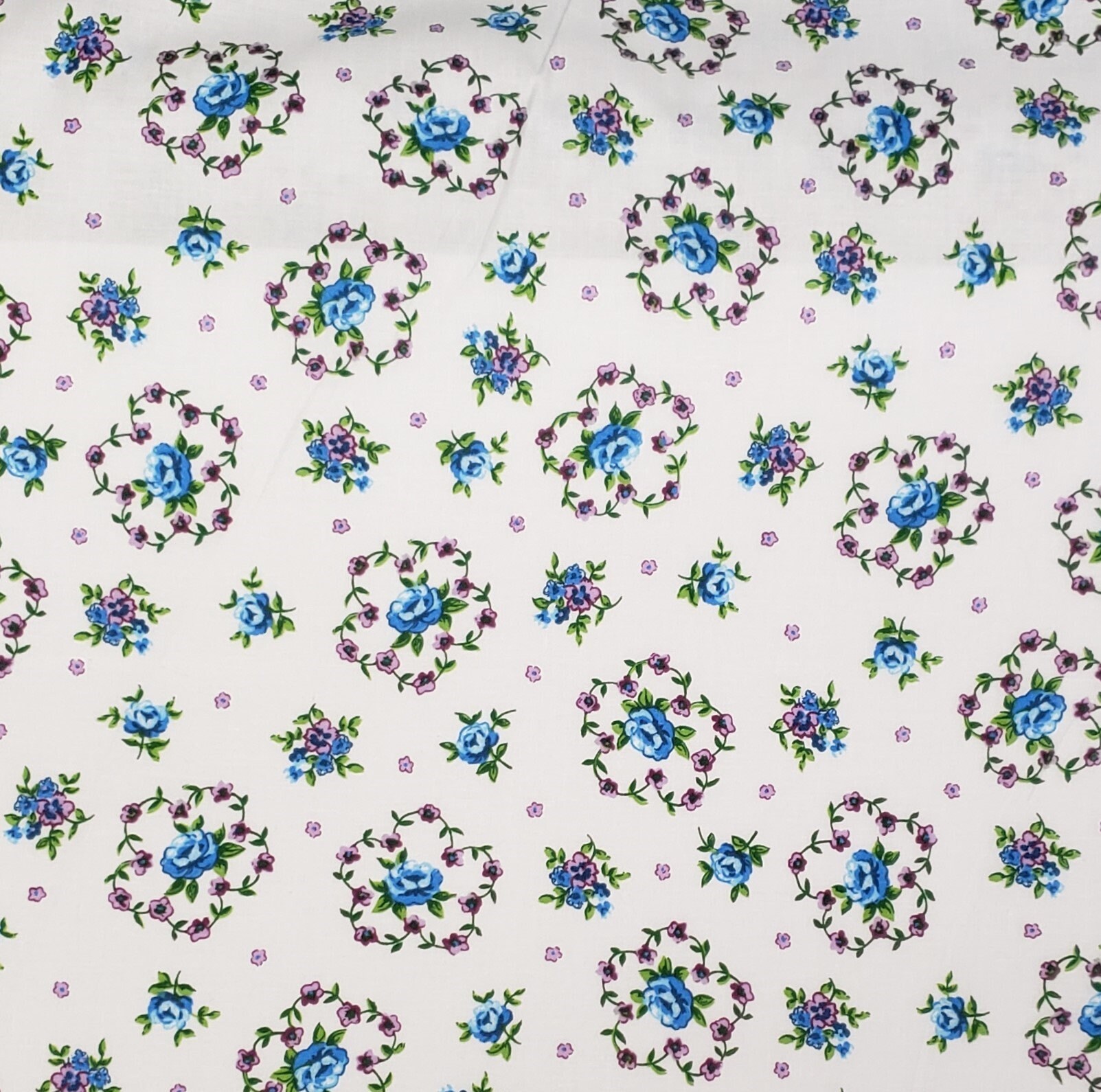 White Fabric Blue and Purple Flowers | Etsy
