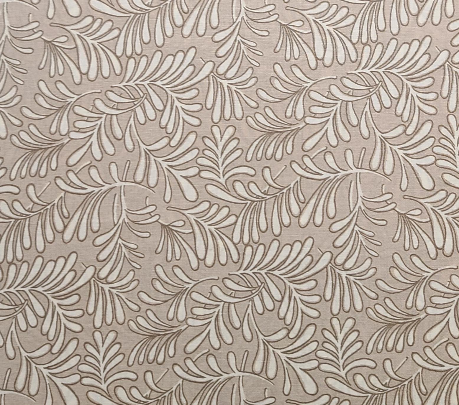 Laura's Garden by Thimbleberries for RJR Fashion Fabrics - Tan Fabric / Cream Leaf Print