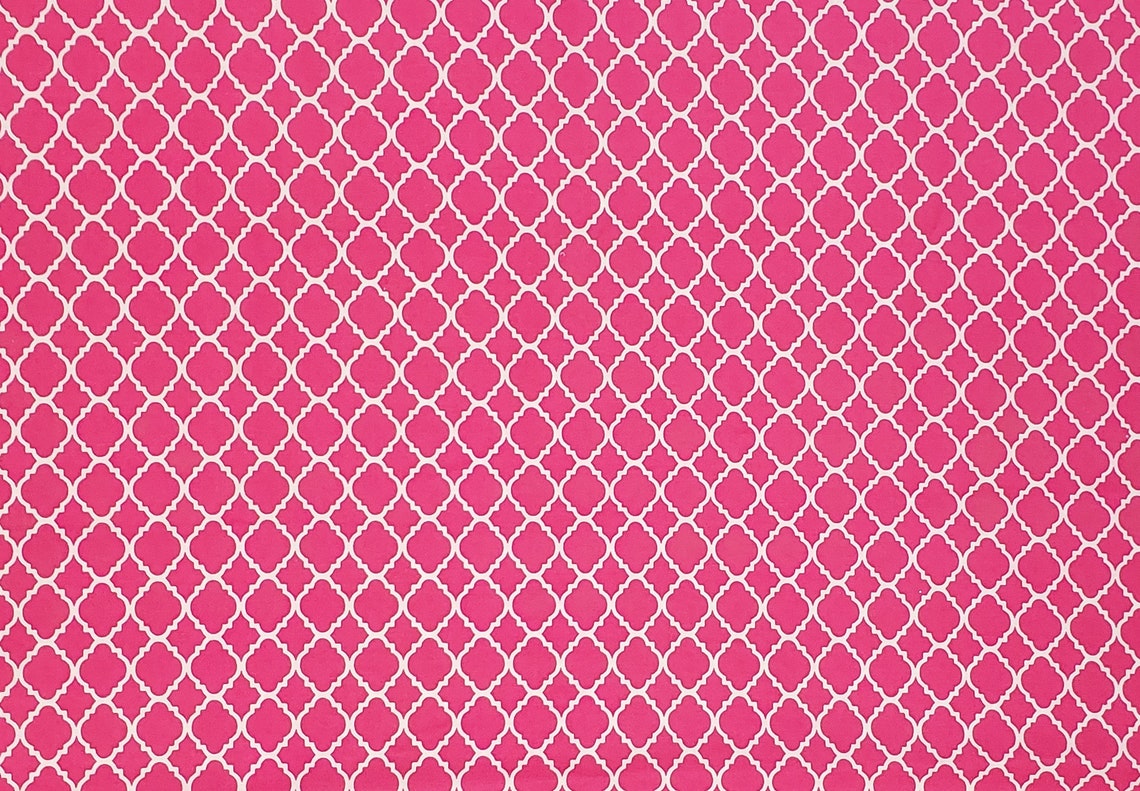 Bright Pink Fabric With White LatticeShaped Outline Etsy