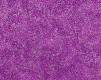 Style #G8555 by Hoffman California International - Medium Purple Mottled Fabric with Lighter Purple Spots and Silver Glitter