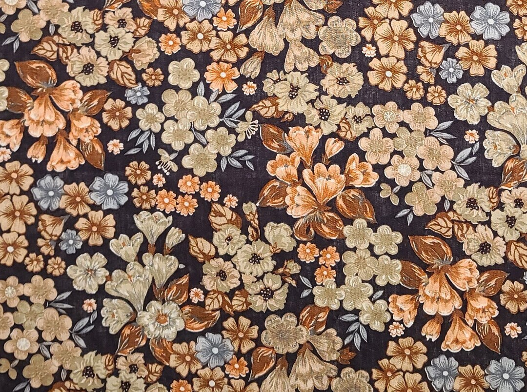 Manes Fabric Company Vintage Blend Fabric Dark Brown Fabric / Tan, Rust