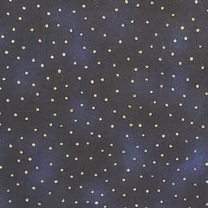 Luxury Blenders by P&B Textiles - Dark Sapphire Blue Tonal Fabric / Gold Metallic Dots