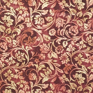 Classic Cottons 2003 - Mottled Rust Tone Fabric with Variegated Flower and Leaf Pattern