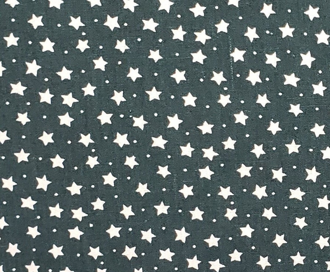 General Fabrics Co. Dark Green Fabric / White Star Print Etsy
