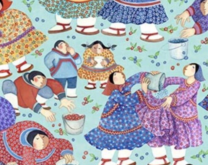 Berry Pickers DP27047-64 by Barbara Lavallee for Northcott - Teal ...