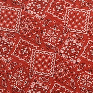 Marshall Dry Goods Co Blazing Bandana - Red, White and Black Bandana Print Fabric - Selvage to Selvage Print