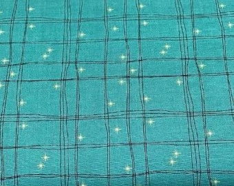 Mad Meow by Amanda Neiderhauser Pattern C10285 2021 Teal for Riley Blake Designs - Teal Fabric | Black Plaid | Gold Stars