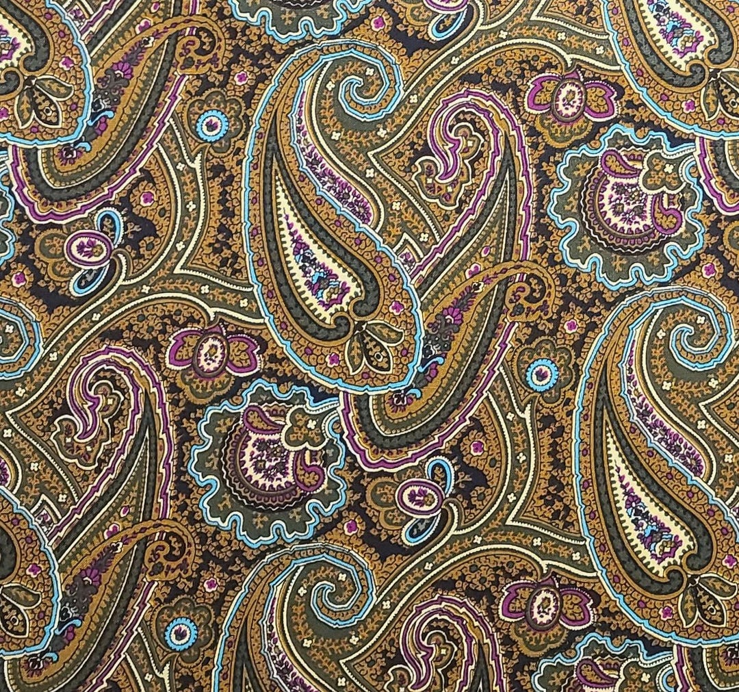 Turquoise Raspberry Brown, Green, Turquoise, Raspberry Paisley Fabric - Selvage to Selvage ...