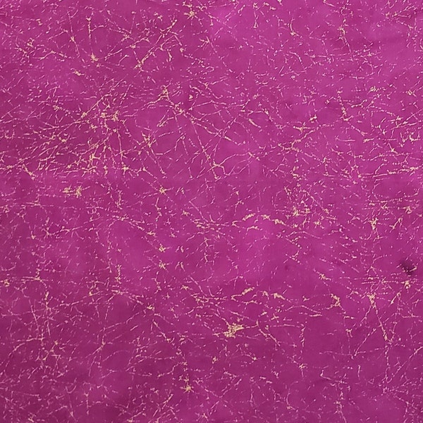 BATIK - Fushcia Fabric / Darker Fushcia Scattered Accents / Gold Metallic Details
