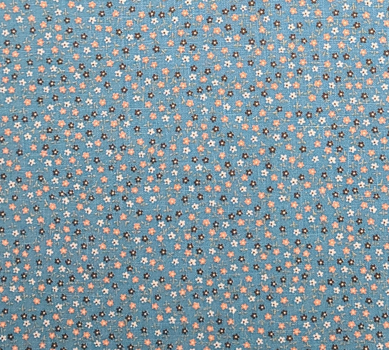 Concord Fabrics Inc - Dark Aqua Fabric / Brown, Coral, White