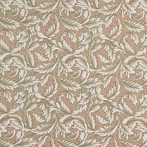 Concord Fabrics - Dusty Rose Fabric / Dark and Light Sage Leaf and Gold Flower Print