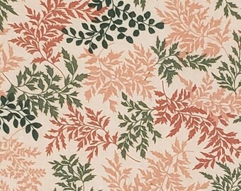 Fabric Traditions 1998 - Peach Fabric / Coral and Green Leaf Print