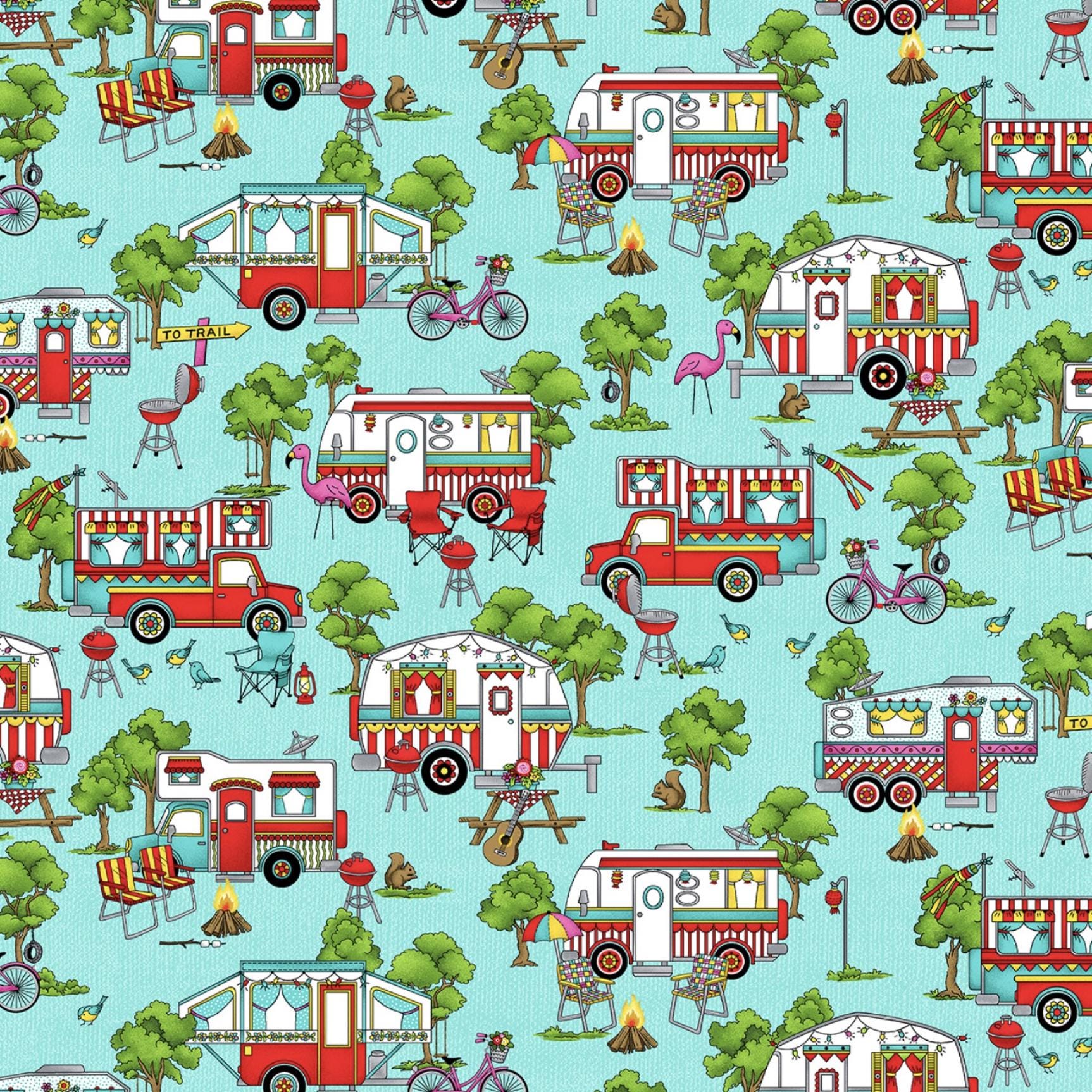 Roamin' Holiday Pattern 5501 11 Blue Landscape by Pam Bocko of Pieceful Designs for Studio E Fabrics