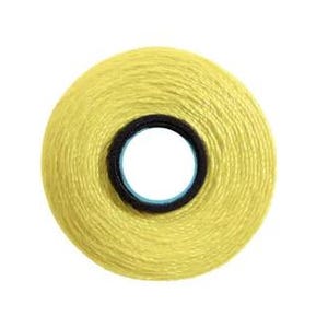 May include: A spool of bright yellow thread.
