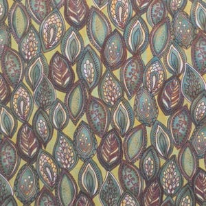 South Pacific 2466-44 Pacifica Leaf Caribe Benartex - Acid Green Fabric / Brown, Green, White Packed Leaf Print