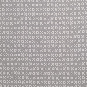 May include: A seamless pattern of white circles and crosses on a light gray background.