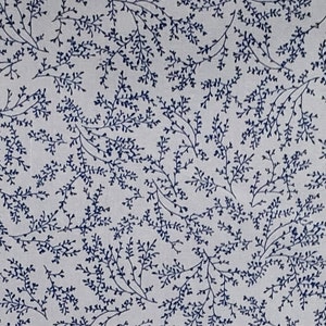 Light Blue Fabric / Dark Blue Vine Print