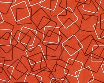 EOB - Retro Fabric - Orange Fabric / Brown and White Tumbling Squares